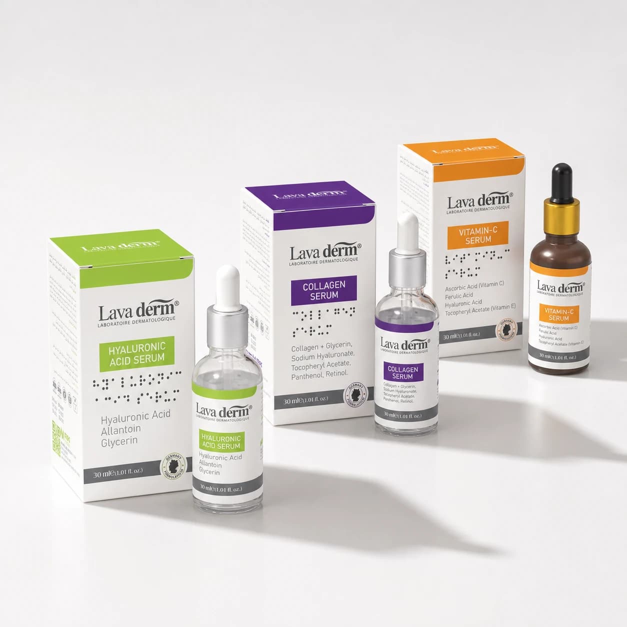 Lava Derm serum lineup