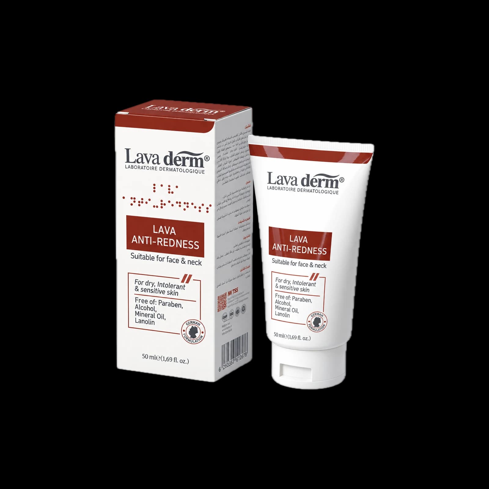 Lava Derm Lava Anti-Redness cream for face and neck, 50 ml box and tube