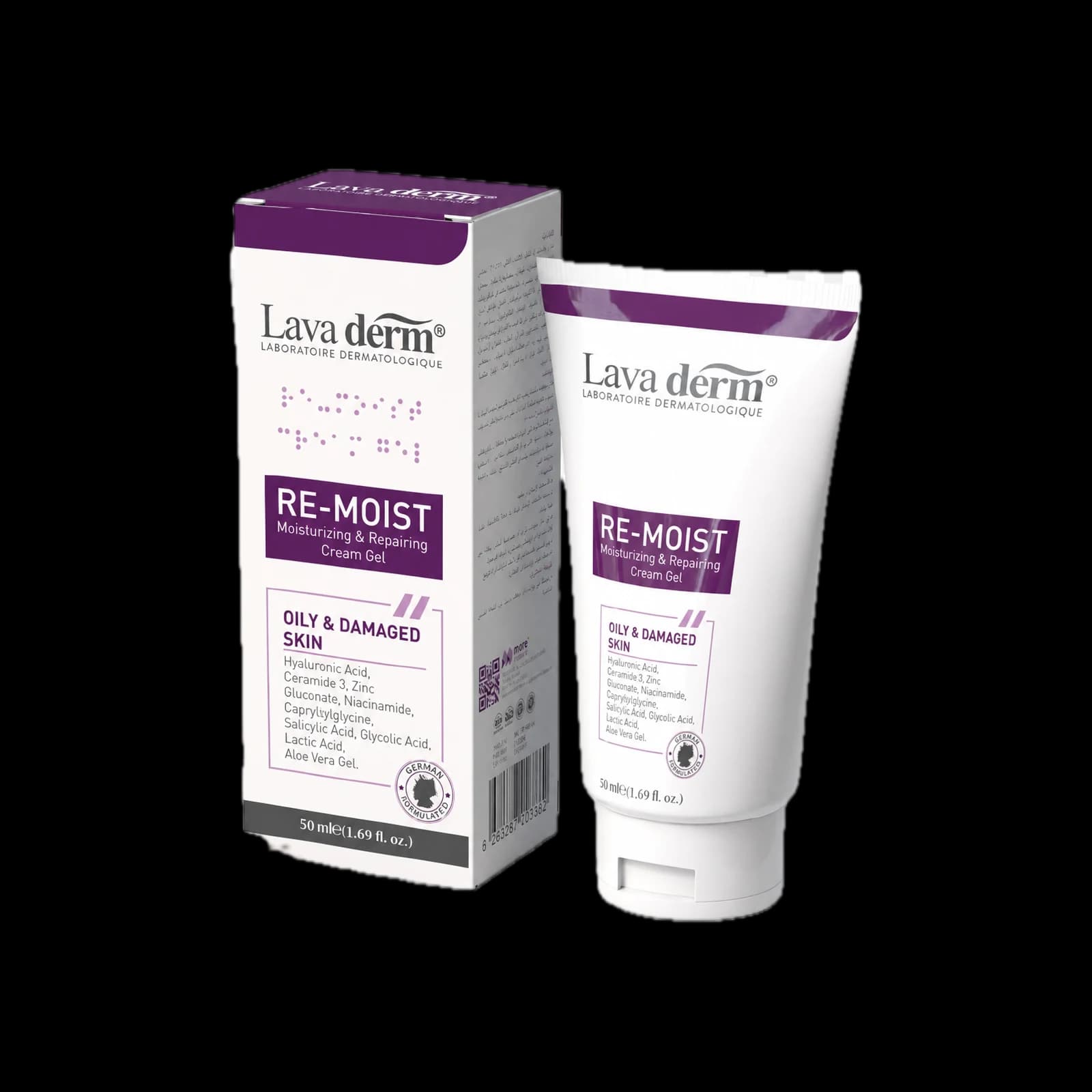 Lava Derm Re-Moist moisturizing and repairing cream gel, 50 ml box and tube