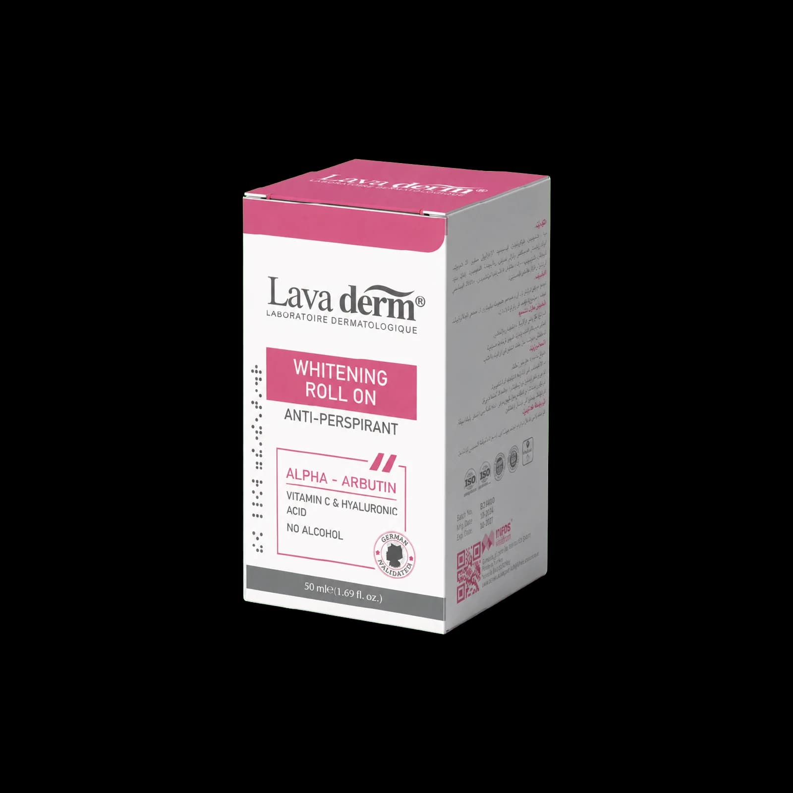 Lava Derm Whitening Roll-On anti-perspirant with alpha-arbutin, 50 ml carton