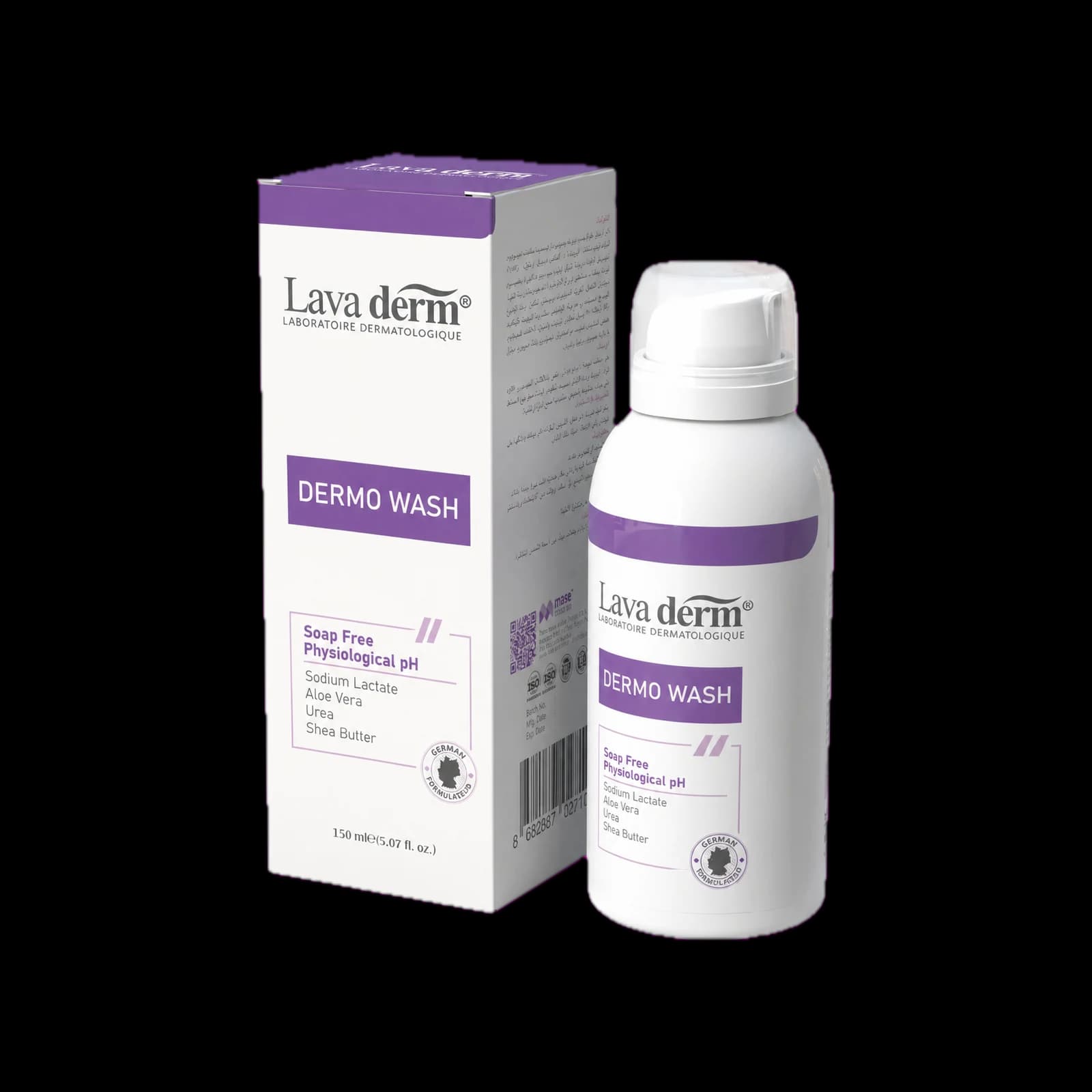 Lava Derm Dermo Wash soap-free cleanser, 150 ml box and bottle