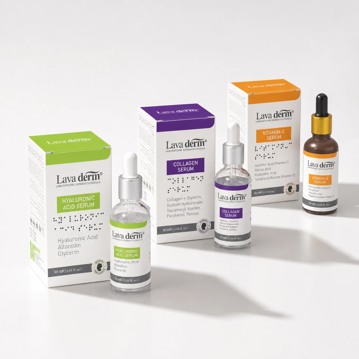 Lava Derm serum lineup